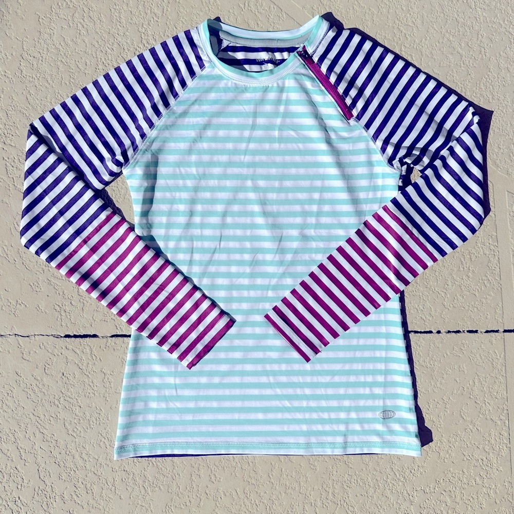 Reel Legends UPF 50 keep it cool striped rashguard fishing shirt